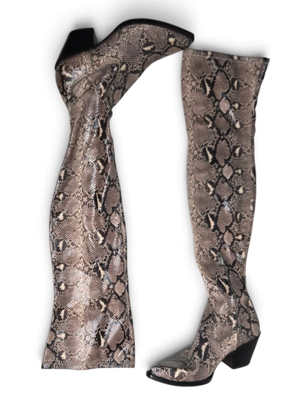 Dolce Vita Suri Over The Knee Boots Womens Faux Snakeskin Pull On Point Toe 8.5